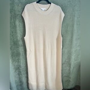 H&M Light Beige Long Rib-Knit Tunic Dress